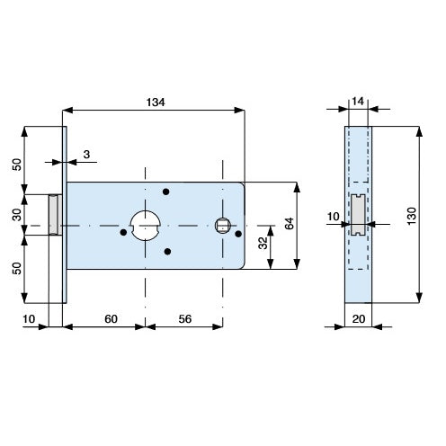 MG SERRATURA INFILARE CON CILINDRO D.MM26 ART.288 ENTRATA MM60 AMBIDX