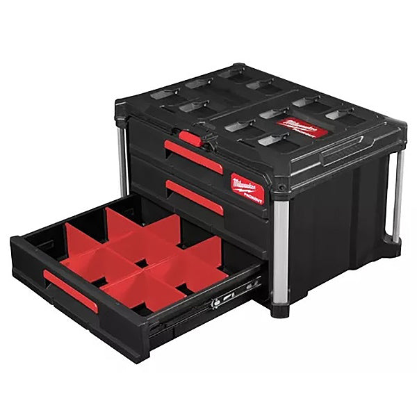 MILWAUKEE PACKOUT CASSETTIERA PORTAUTENSILI A 3 CASSETTI