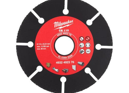 MILWAUKEE DISCO DA TAGLIO CON RIPORTO IN CARBURO D.MM115X1,0X22,23 CB