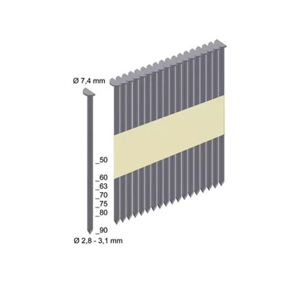 MILWAUKEE CHIODI A MEZZA TESTA ZIGRINATI D.MM2,8X50 PZ2200 PER M18FFN