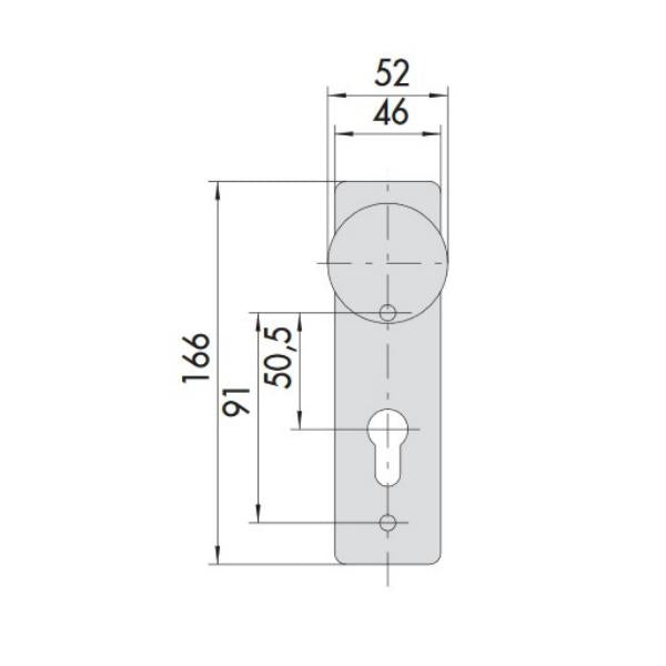 CISA PLACCA ESTERNA CON POMOLO E FORO CILINDRO PER PORTE TAGLIAFUOCO*
