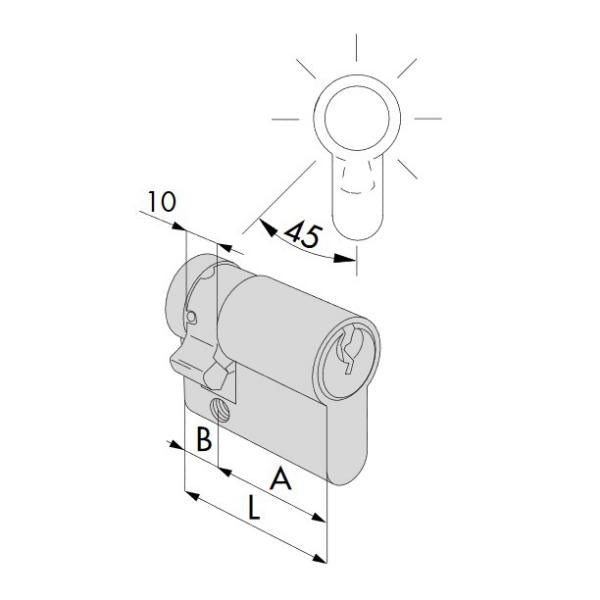 CISA MEZZO CILINDRO A PROFILO EUROPEO C2000 CAMMA 90° PER 46305 MM30/10