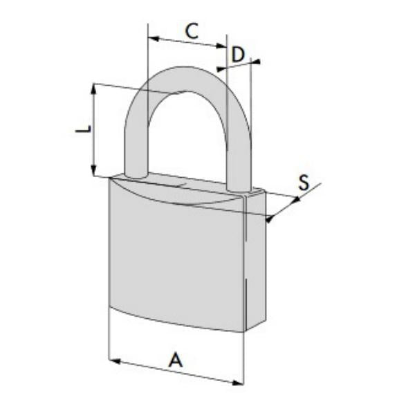 CISA LUCCHETTO OTTONE LOCKING LINE ARCO NORMALE MM70