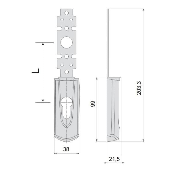 CISA PLACCA ESTERNA VERNICIATA NERA PER SERRATURE ANTIPANICO MM72