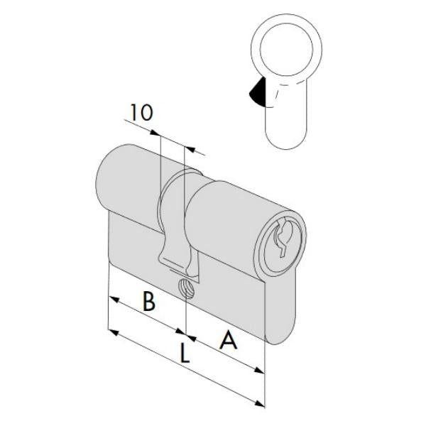 CISA CILINDRO A PROFILO EUROPEO C2000 CAMMA 90° PER SERIE 46305 MM30/30