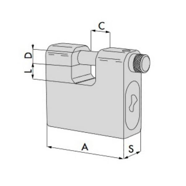 CISA LUCCHETTO ACCIAIO RETTANGOLARE CON CHIAVE LIM