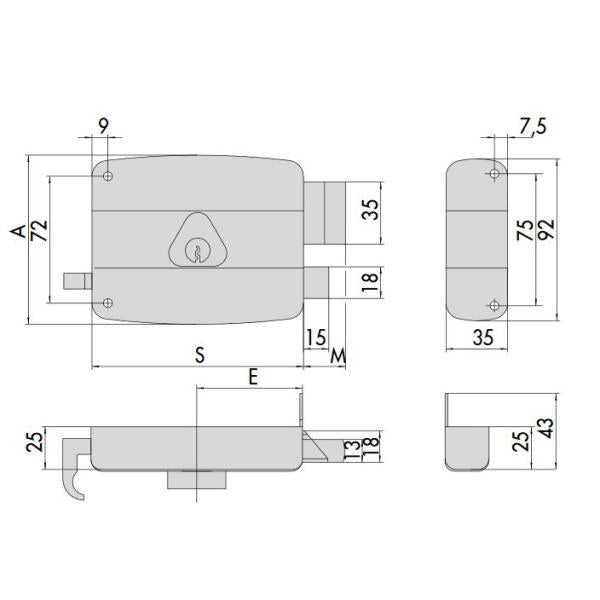 CISA SERRATURA DA APPLICARE CON TIRANTE E POMOLO