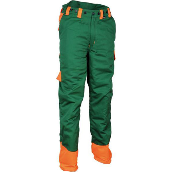 COFRA PANTALONE CHAIN STOP ANTITAGLIO DA BOSCAIOLO VERDE/ARANCIO
