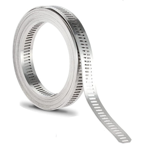 NASTRO A BANDA PERFORATA IN INOX AISI 430 DA MT 3 CON 6 TESTINE