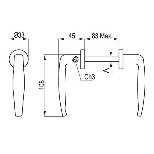 NOVA-FERR MANIGLIA IN LEGA VERNICIATA NERA CON GRANO PER QUADRO MM8