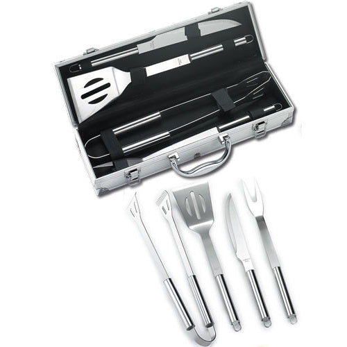 OMPAGRILL SET BARBECUE VALIGETTA IN ALLUMINIO DA PZ 4 IN ACCIAIO INOX