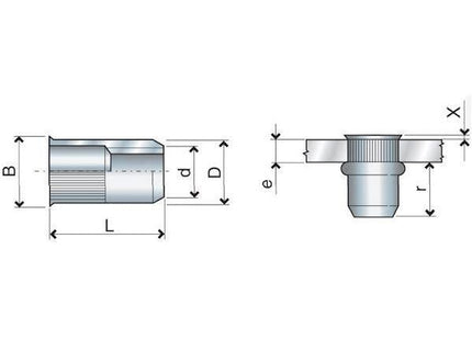 FAR INSERTO FILETTATO IN ACCIAIO A TESTA RIDOTTA FTR