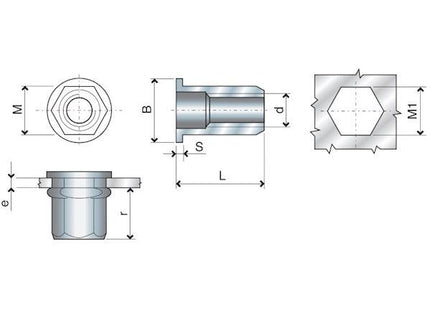 FAR INSERTO FILETTATO IN ACCIAIO TC GAMBO ESAGONALE FTTE