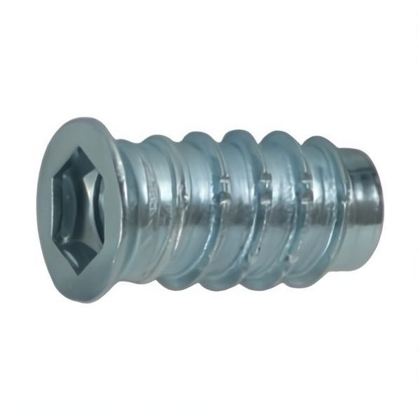 BUSSOLA FILETTATA PER LEGNO CON ESAGONO ZINCATA BIANCA