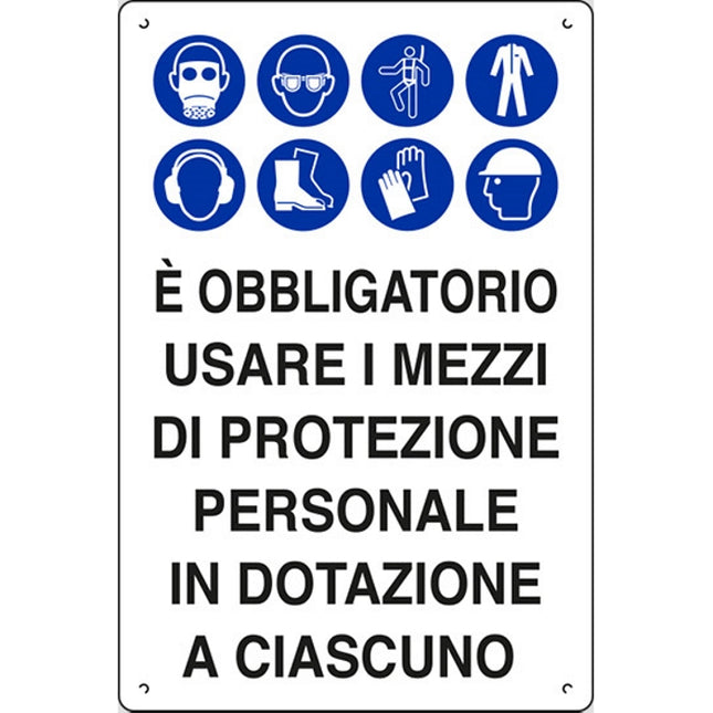 SEGNALE IN POLIONDA MM400X300 E' OBBLIGATORIO USARE I MEZZI DI PROTEZ...