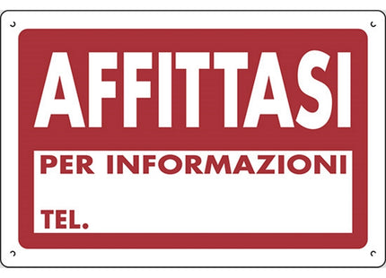 SEGNALE AFFITTASI PER INFORMAZIONI TEL. IN PLASTICA MM300X200