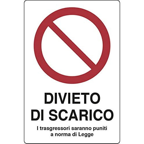 SEGNALE DIVIETO DI SCARICO...IN ALLUMINIO MM500X350