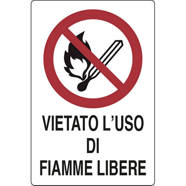 SEGNALE VIETATO L'USO DI FIAMME LIBERE IN ALLUMINIO MM300X200