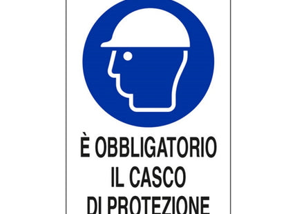 SEGNALE E' OBBLIGATORIO IL CASCO DI PROTEZIONE IN ALLUMINIO MM180X120