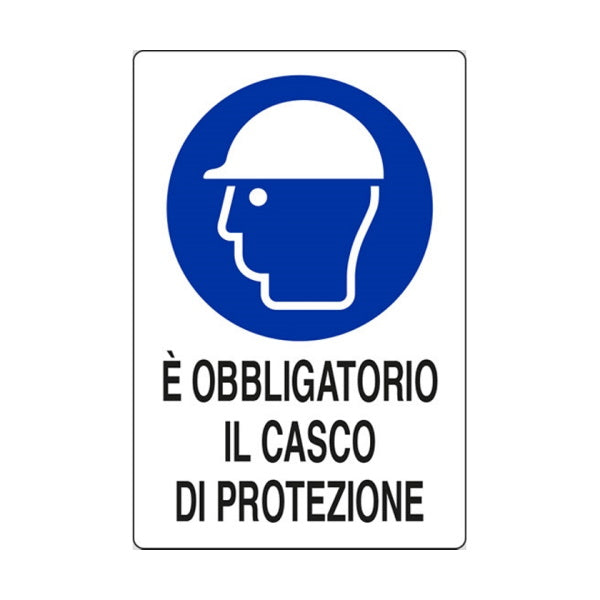 SEGNALE E&apos; OBBLIGATORIO IL CASCO DI PROTEZIONE IN ALLUMINIO