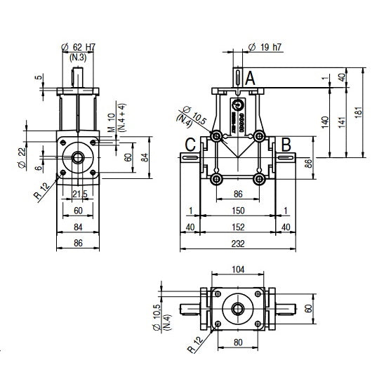 POGGI RINVIO ANGOLARE A 3 VIE MOD. 2031