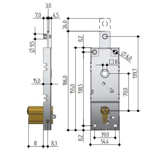 PREFER SERRATURA PER PORTONE BASCULANTE SENZA CILINDRO ART. B561