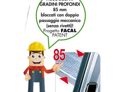 FACAL SCALA PRIMA 1 ELEMENTO GRADINI LARGHI CON BARRA STABILIZZATRICE