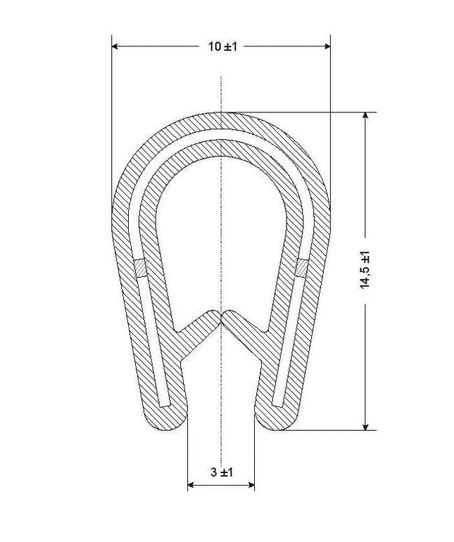 PROFILO ARMATO A U IN PVC GRIGIO MM10X13,5 CON INSERTO METALLICO AL MTL