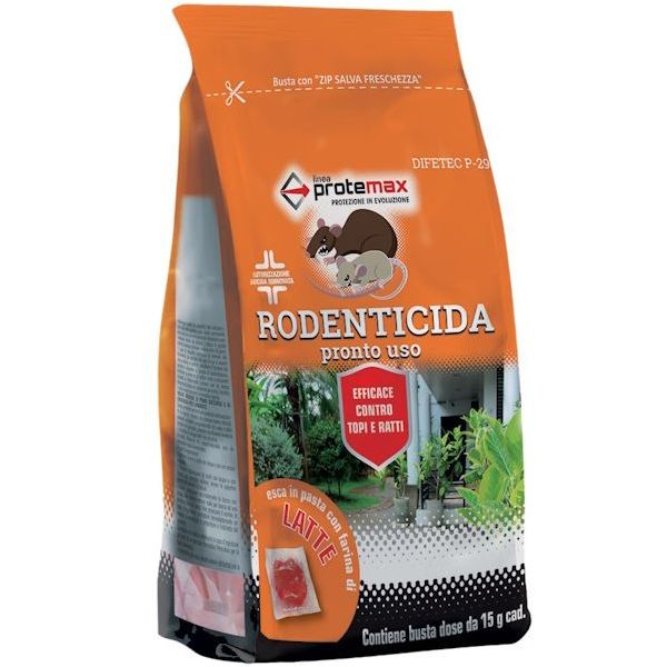 PROTEMAX RODENTICIDA PASTA ROSSA DIFETEC P-29 10 DOSI IN BUSTA DA GR150