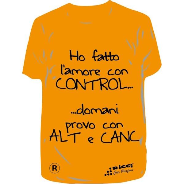 RICCI PROFUMATORE AUTO T-SHIRT SCRITTE "HO FATTO L'AMORE…" ANTITABACCO