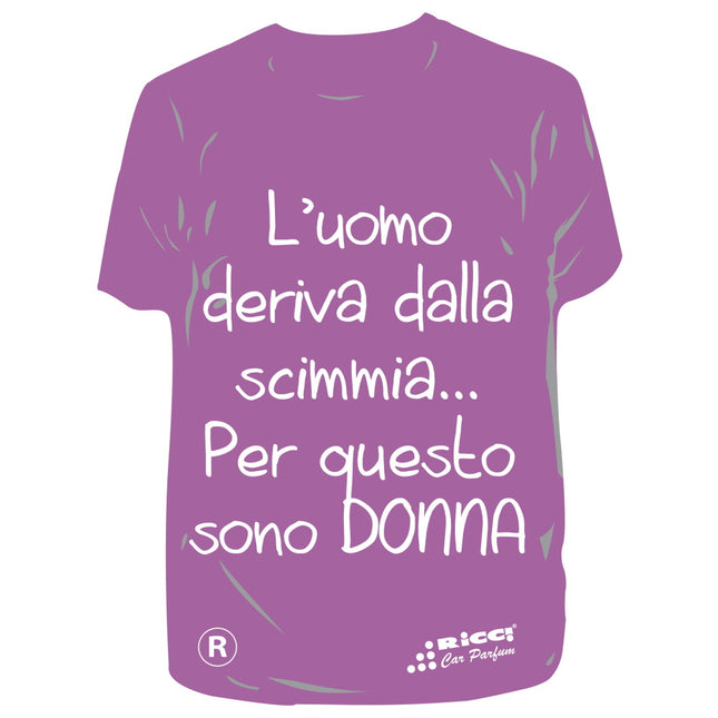 RICCI PROFUMATORE AUTO T-SHIRT SCRITTE "L'UOMO DERIVA DALLA..." LAVANDA