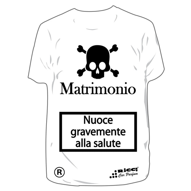 RICCI PROFUMATORE AUTO T-SHIRT SCRITTE "MATRIMONIO: NUOCE..." ACQUA