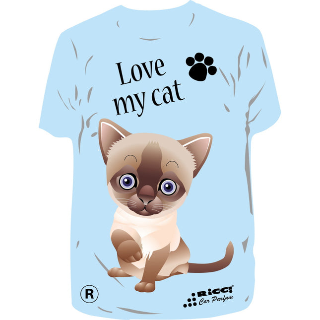 RICCI PROFUMATORE AUTO T-SHIRT IMMAGINI "LOVE MY CAT" MARE