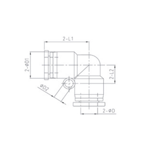 KONFIT RACCORDO A GOMITO INTERMEDIO IN POLIMERO NERO ART. RP54