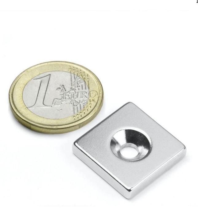 SM MAGNETE MM20X20 FORO D.MM4,5 H.MM4 FORZA KG7,5 NICHELATO