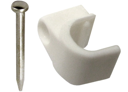 SODIFER FISSACAVI IN PLASTICA BIANCA CON CHIODO MM 6 BLISTER DA PZ 30