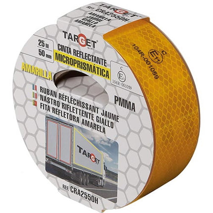 TARGET NASTRO PRISMATICO RIFLETTENTE CERTIFICATO MM50X25MT GIALLO