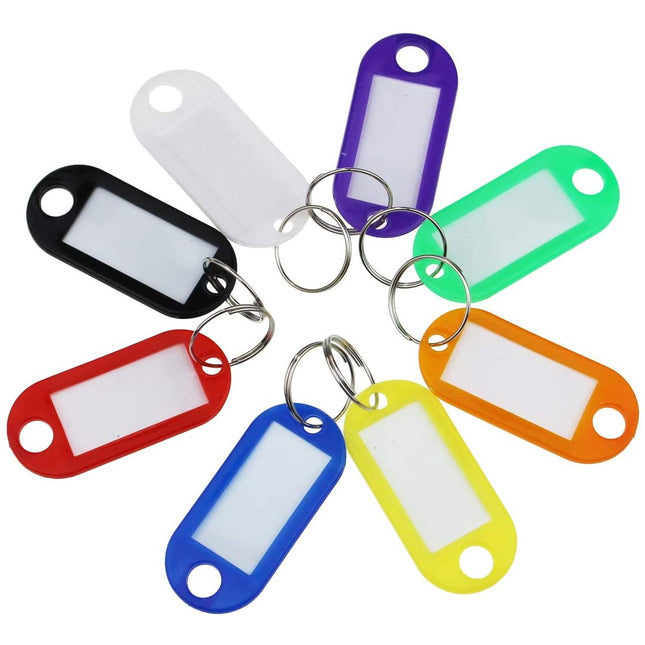 TARGHETTA SEGNANOME IN PLASTICA CON ANELLO COLORI MISTI ART.103B