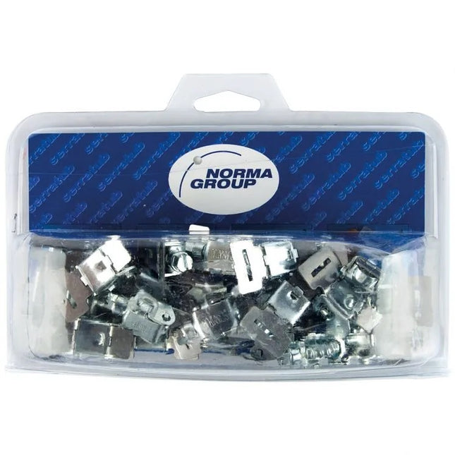 TESTINE IN ACCIAIO ZINCATO PER FASCETTE A NASTRO DA MM 9 CONF.DA PZ 50