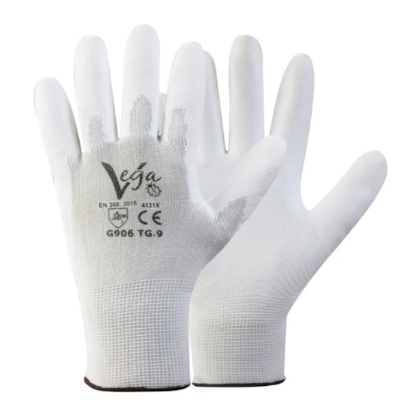 GUANTI MOD. 906 IN NYLON E POLIURETANO COLORE BIANCO