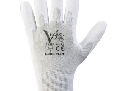 GUANTI MOD. 906 IN NYLON E POLIURETANO COLORE BIANCO TG 6