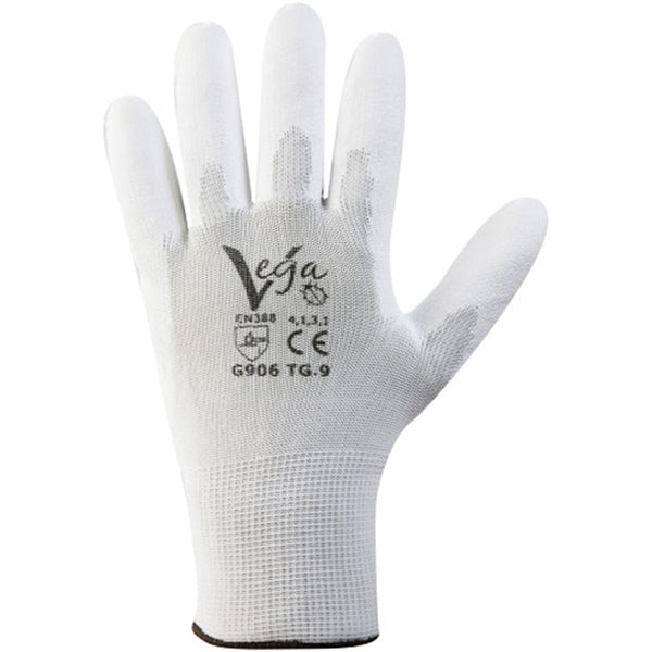 GUANTI MOD. 906 IN NYLON E POLIURETANO COLORE BIANCO