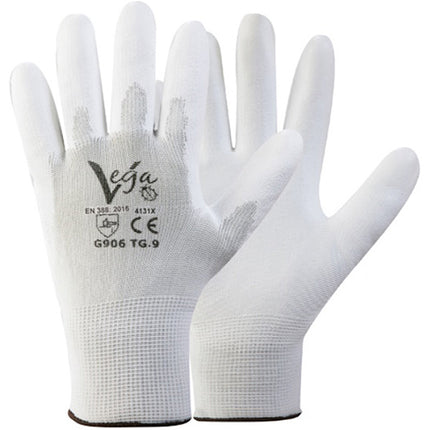 GUANTI MOD. 906 IN NYLON E POLIURETANO COLORE BIANCO TG 9