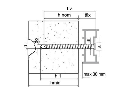 FRIULSIDER VITE PER CALCESTRUZZO TSP TX30 ZINCATA BIANCA