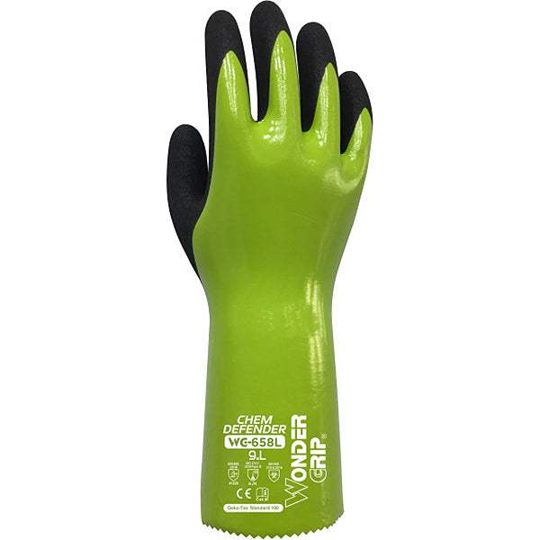 WONDER GRIP GUANTI MOD. WG-658L CHEM DEFENDER COLORE VERDE/NERO