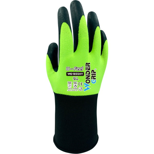 WONDER GRIP GUANTI MOD. WG-1855HY U-FEEL COLORE GIALLO FLUO/NERO
